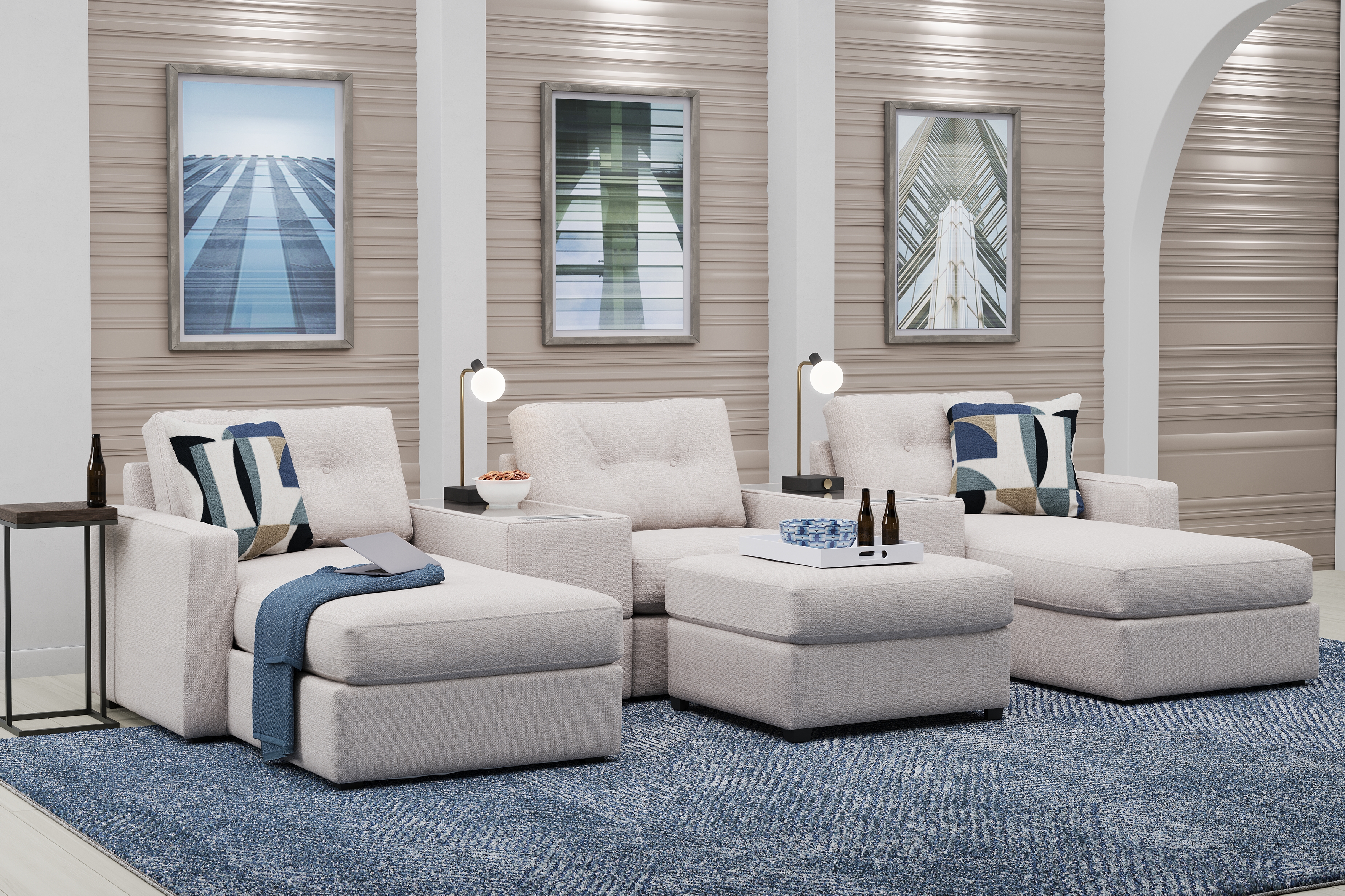 Off-White 6 Pc ModularOne with Media Consoles - Thumbnail - Image 2