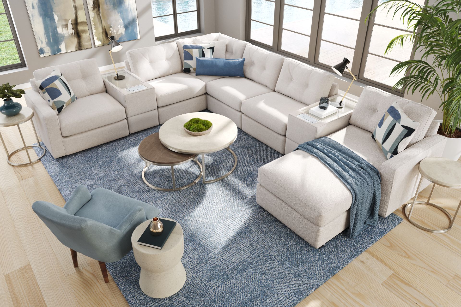 Off-White 8 Pc ModularOne with Media Consoles - Image 2