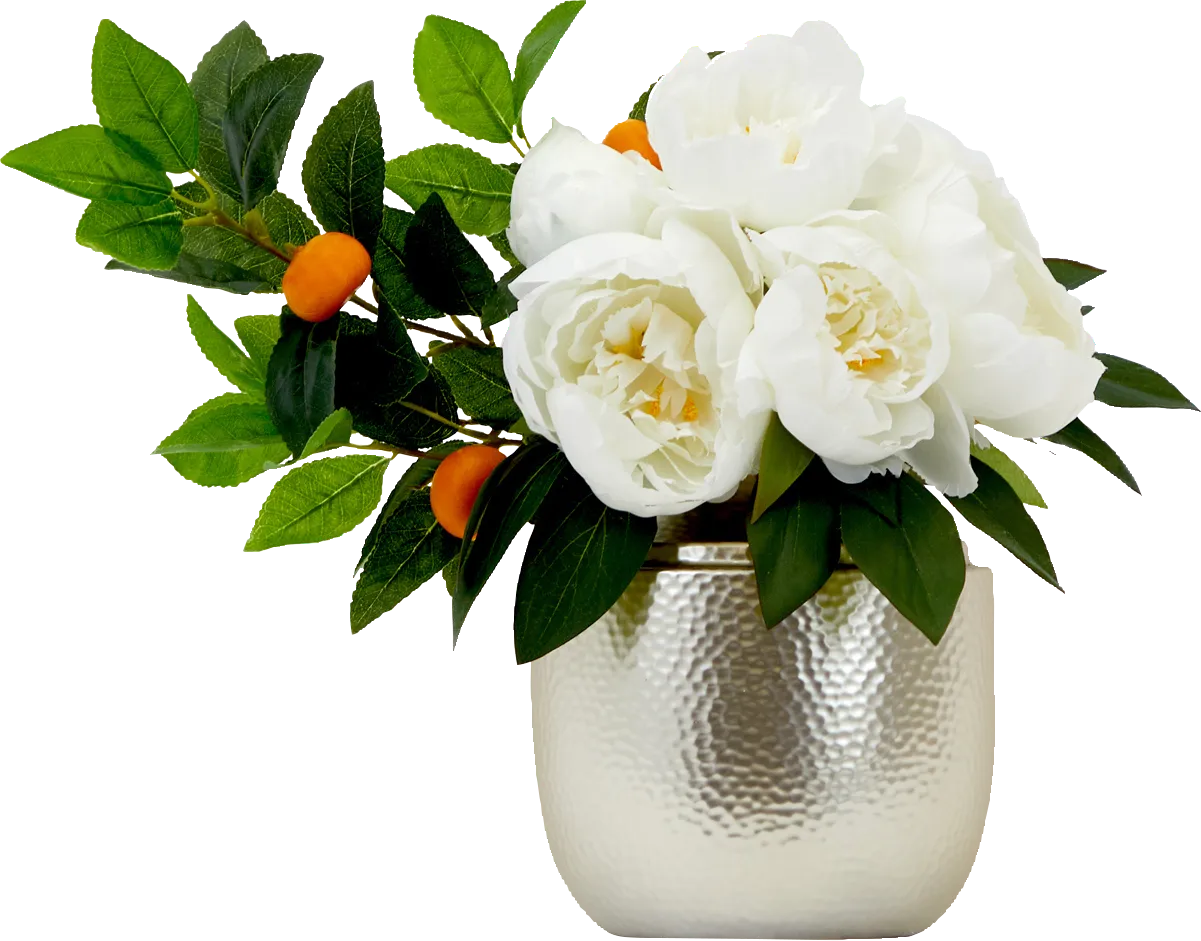 Kaynyne White Floral Arrangement with Vase - Image 1