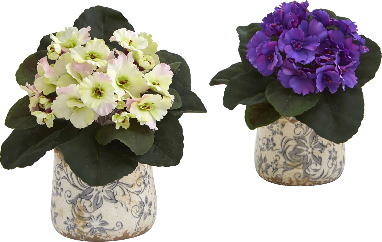 Stambaugh Multi Floral Arrangement with Vase, Set of 2