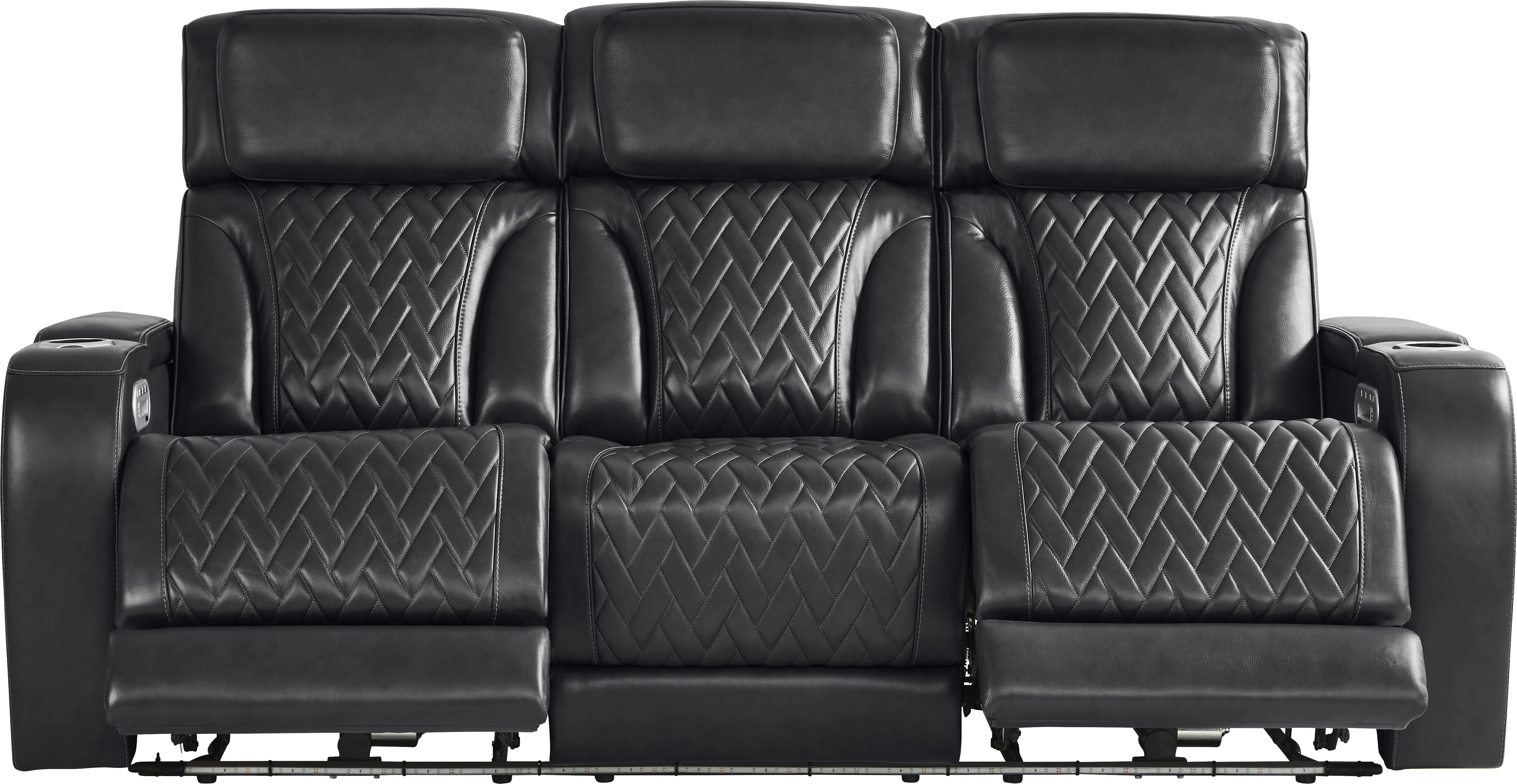 Port Royal Midnight Leather 2 Pc Living Room with Triple Power Reclining Sofa - Thumbnail - Image 2