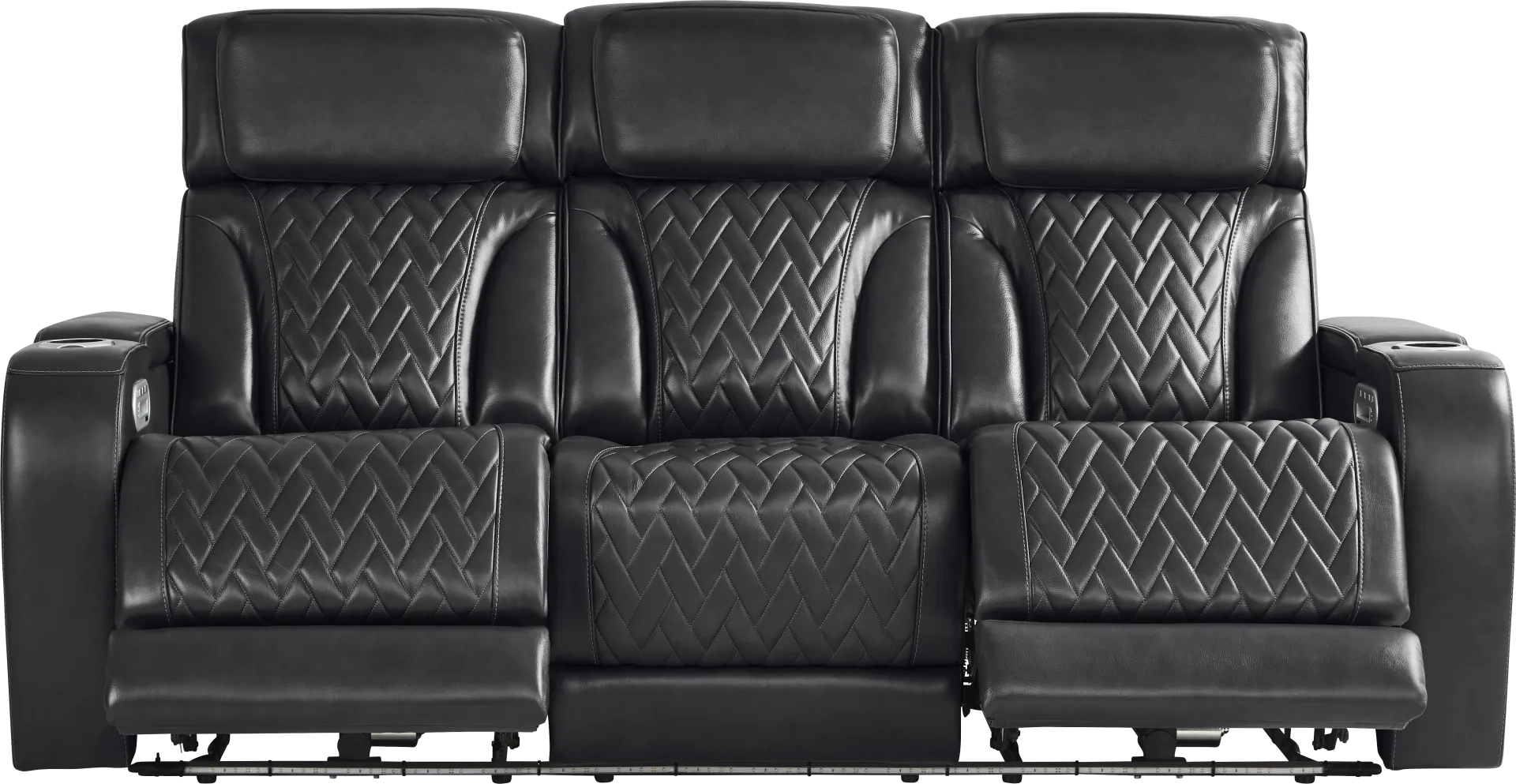 Port Royal Midnight Leather 2 Pc Living Room with Triple Power Reclining Sofa - Image 2
