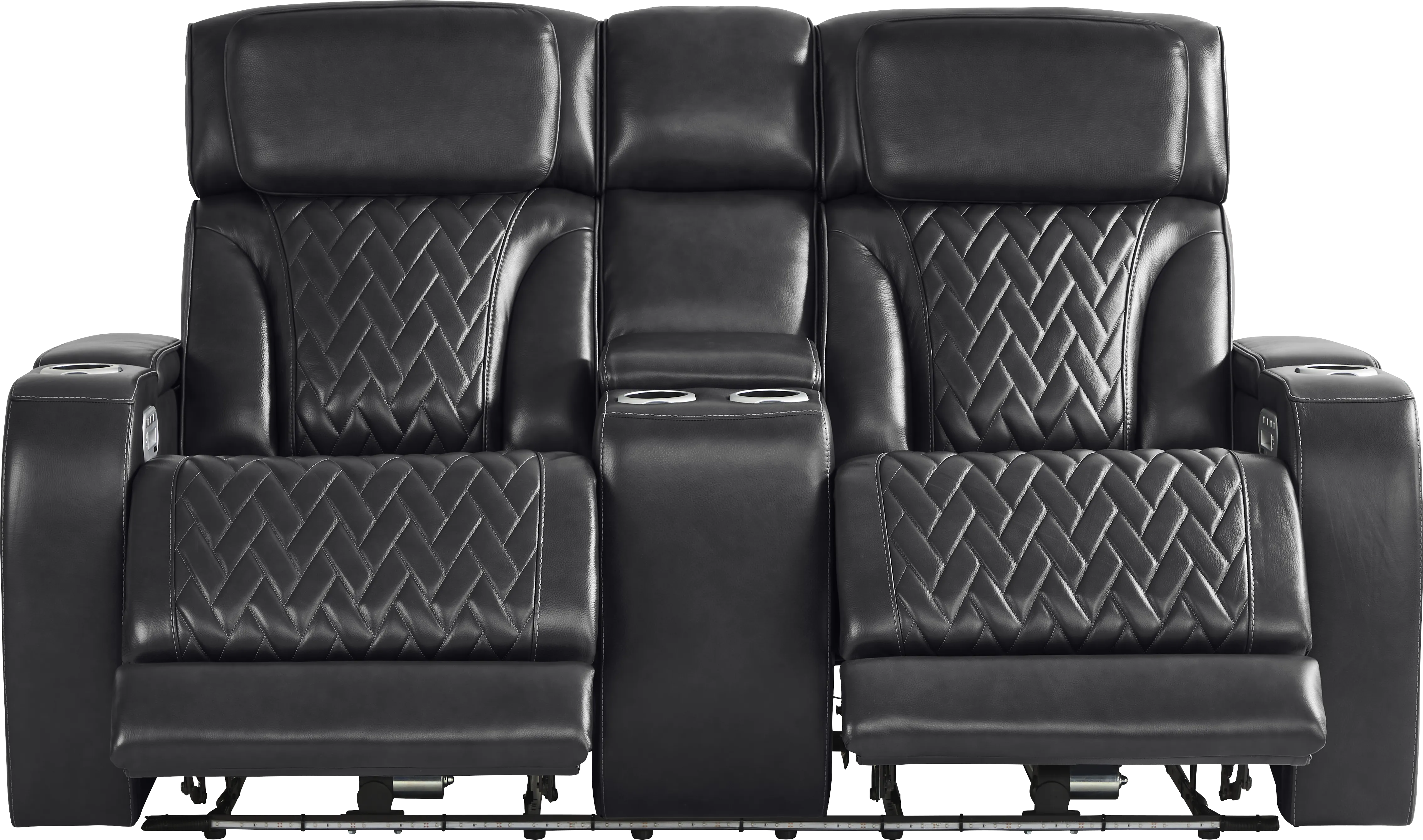 Port Royal Midnight Leather 5 Pc Triple Power Reclining Living Room - Thumbnail - Image 10