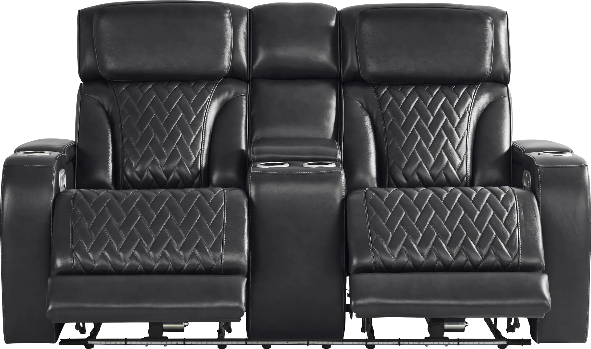 Port Royal Midnight Leather 2 Pc Triple Power Reclining Living Room - Image 10