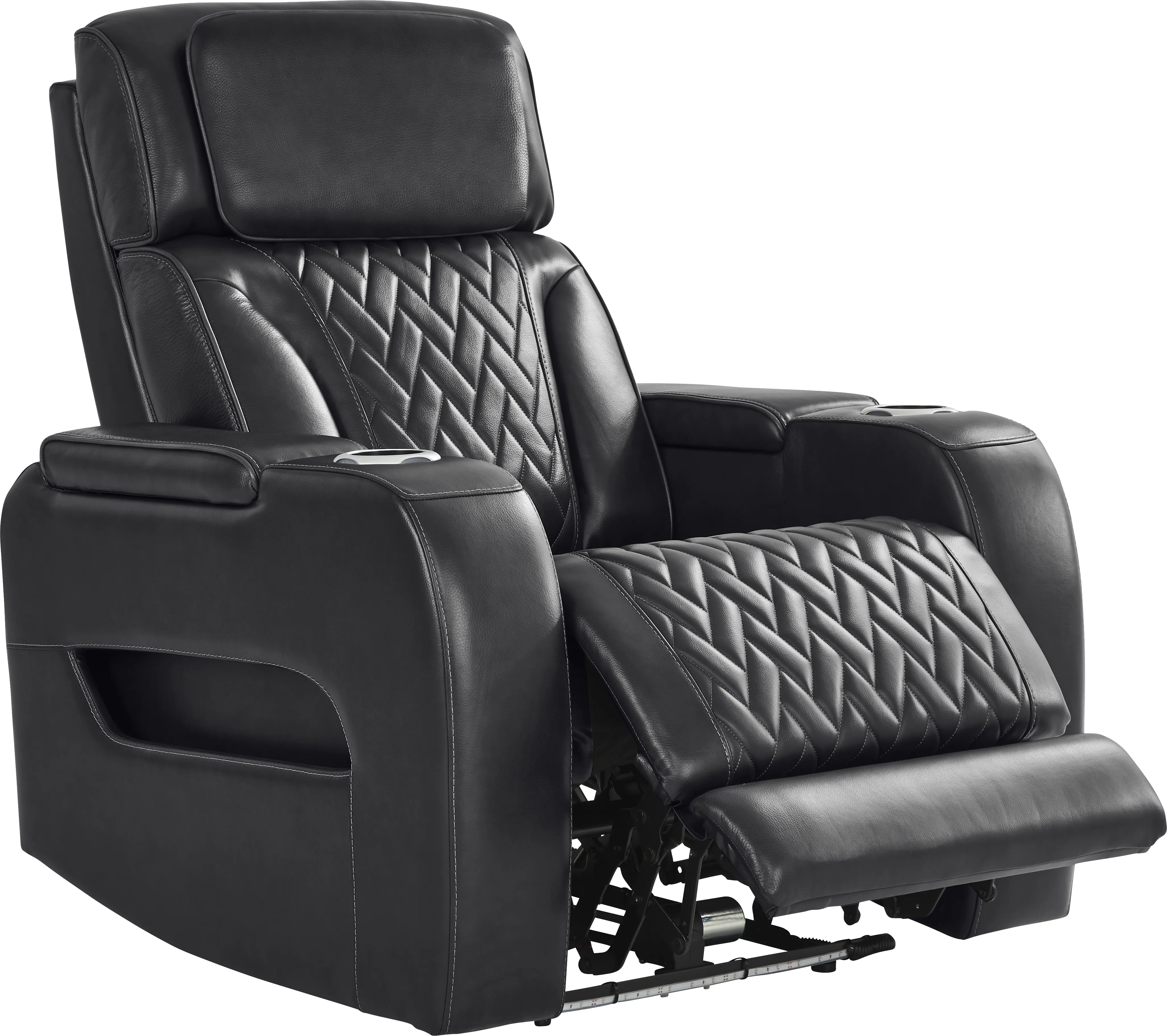 Port Royal Midnight Leather Triple Power Recliner - Thumbnail - Image 1