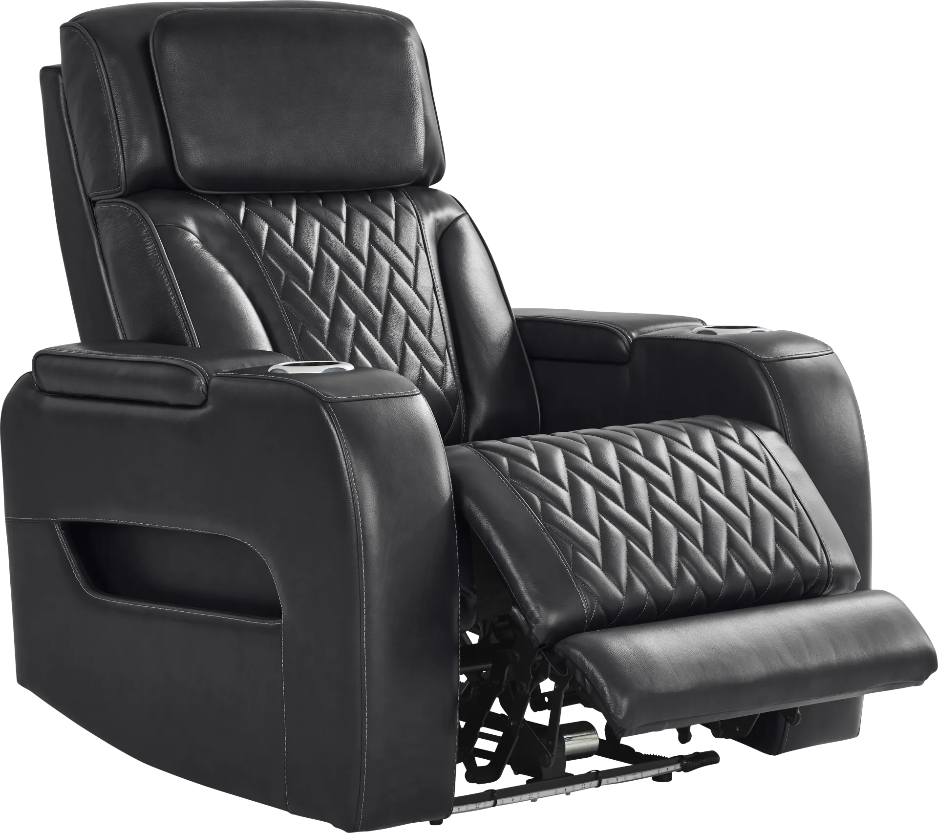 Port Royal Midnight Leather Triple Power Recliner - Image 1