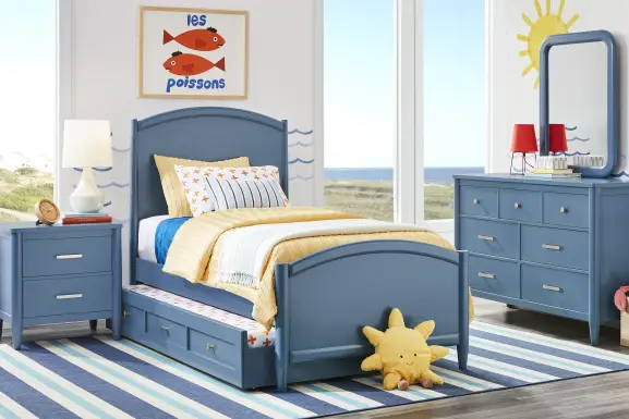 Kids Modern Colors Slate Blue Twin Panel Bed