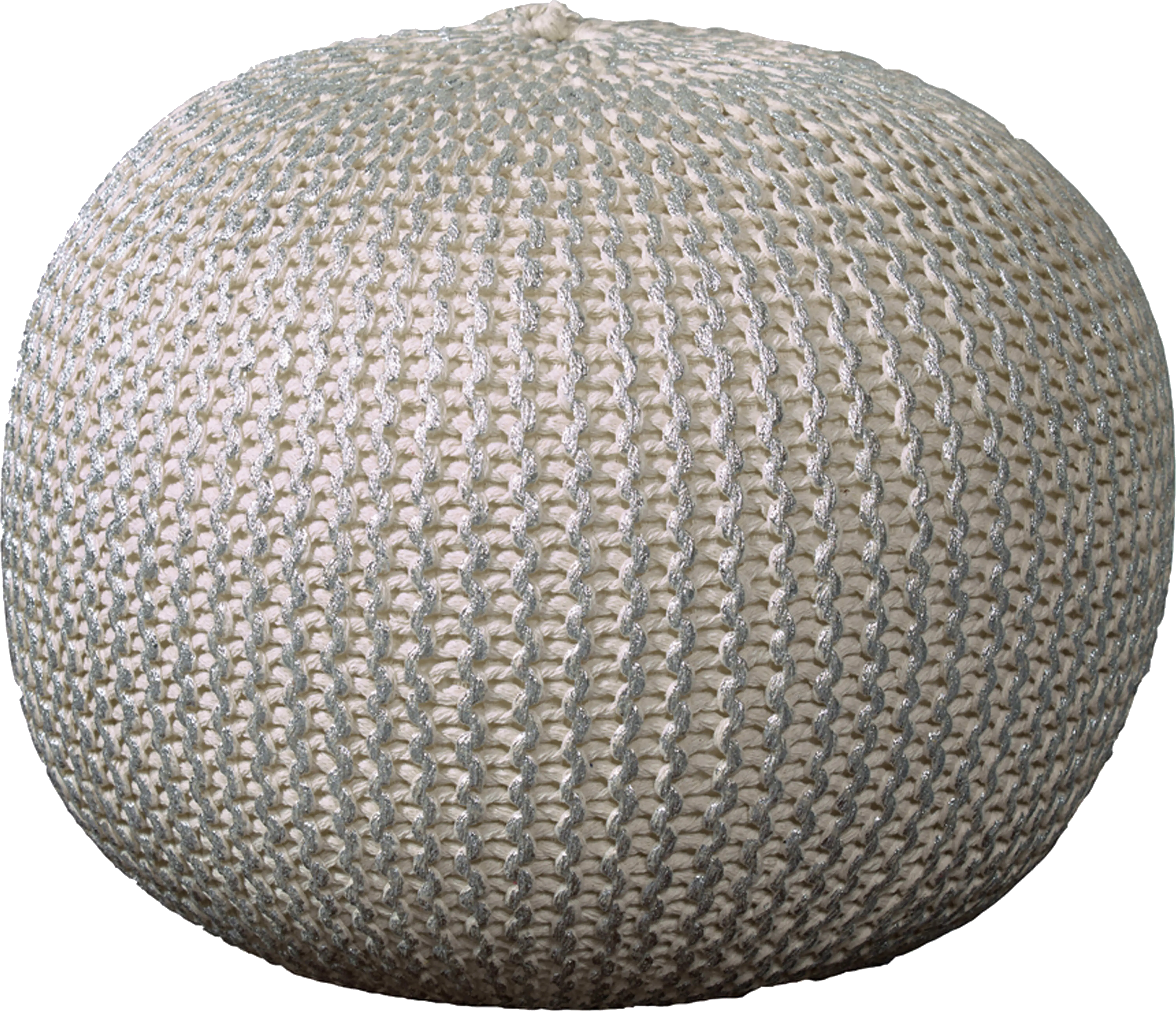 Elodret Ivory/Silver Pouf - Thumbnail - Image 1