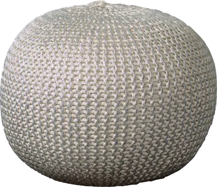 Elodret Ivory/Silver Pouf