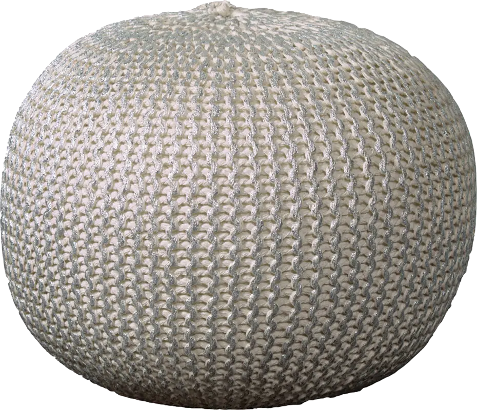Elodret Ivory/Silver Pouf