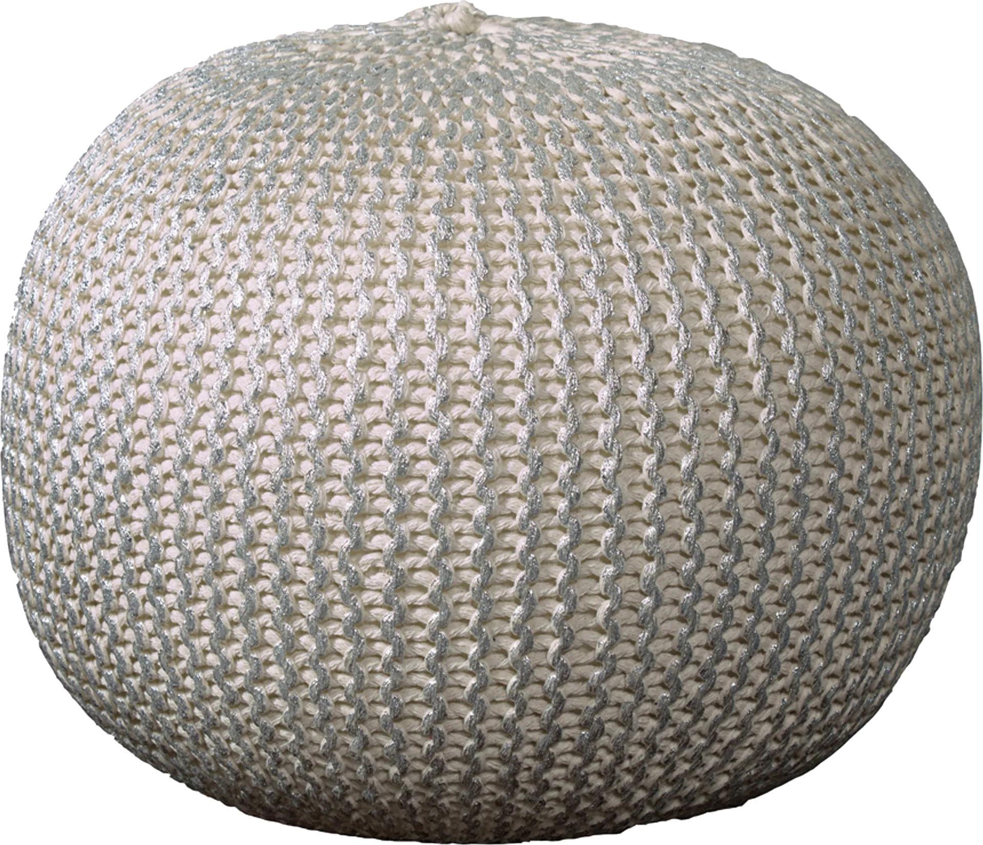 Elodret Ivory/Silver Pouf - Image 1
