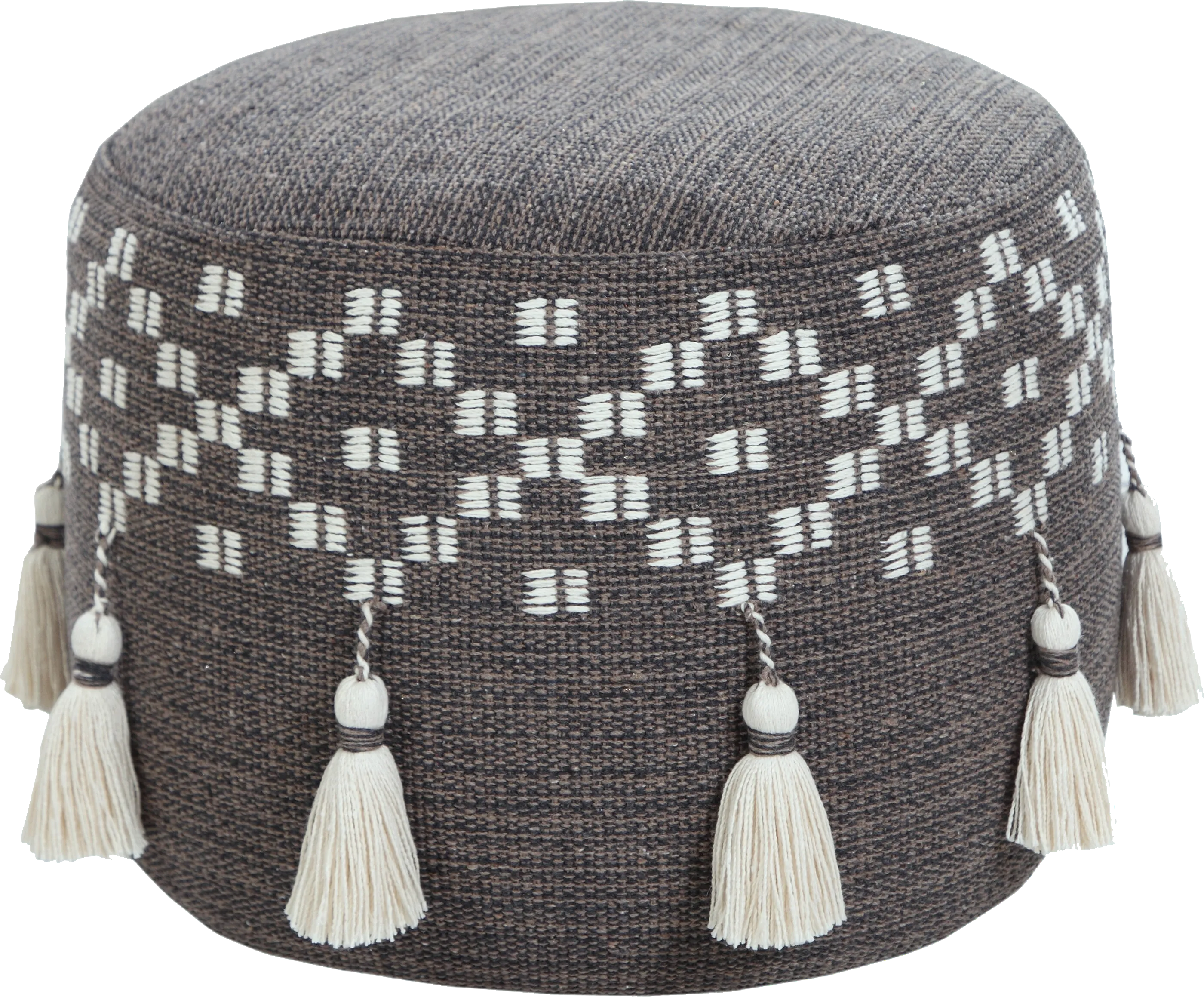 Abumaz Gray/Tan Pouf - Thumbnail - Image 1