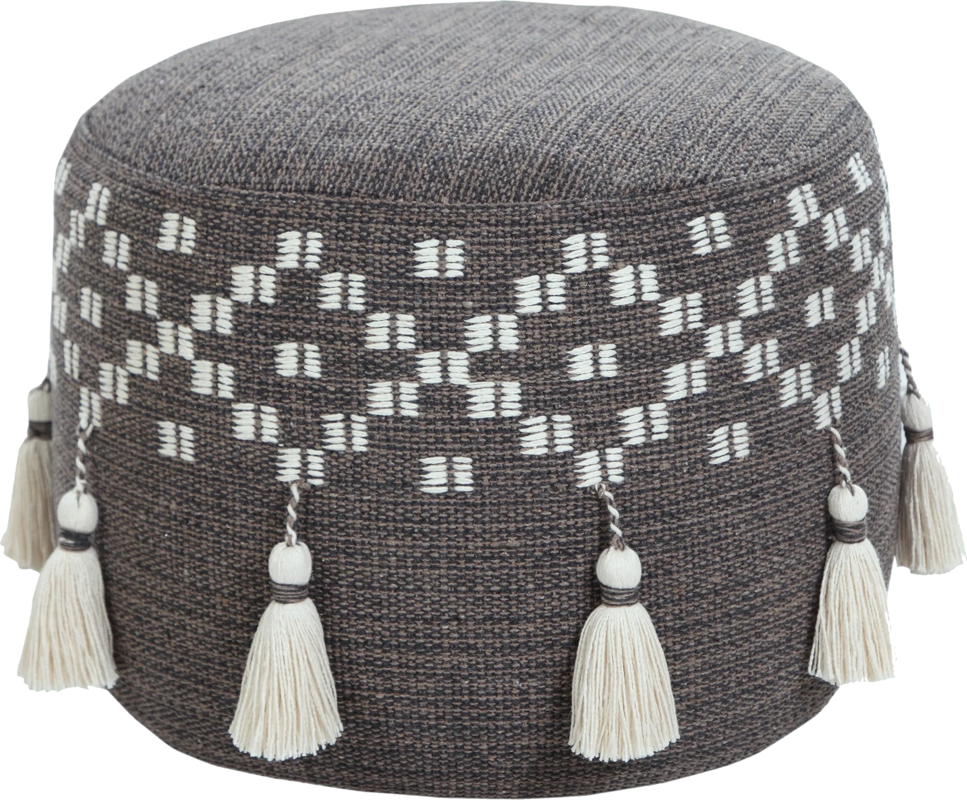 Abumaz Gray/Tan Pouf - Image 1