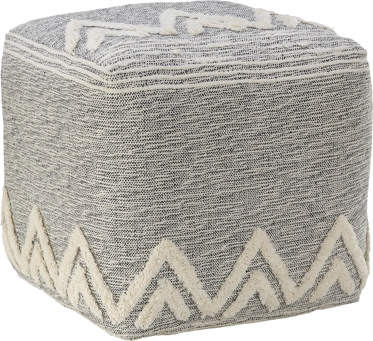 Piziti Gray/Ivory Pouf - Thumbnail - Image 1