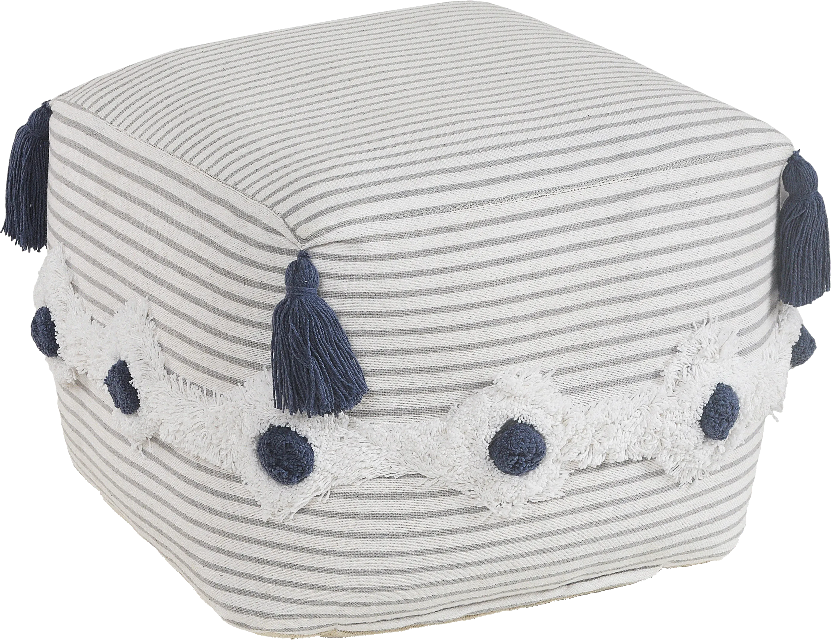 Zenole Gray/Ivory Pouf - Thumbnail - Image 1