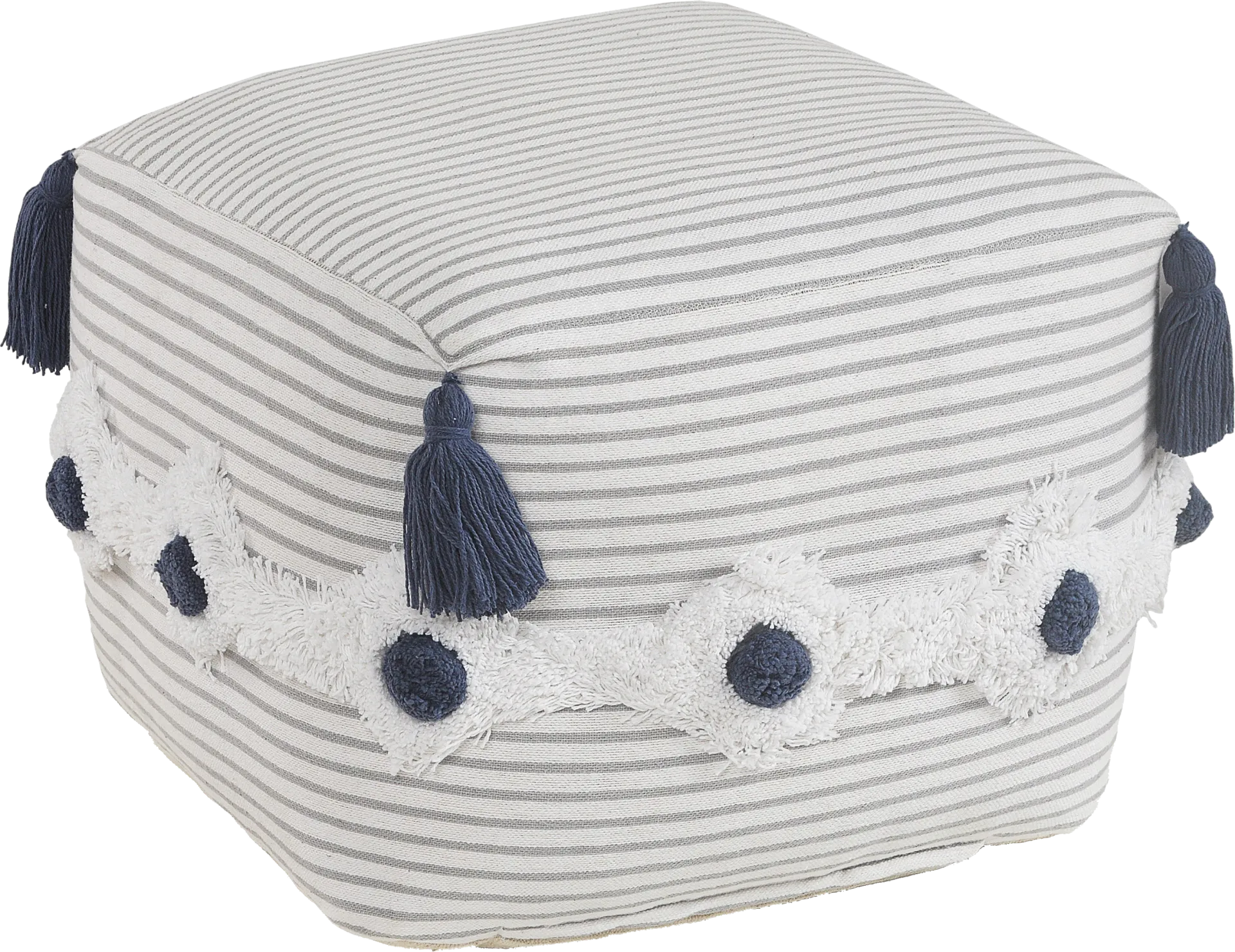Zenole Gray/Ivory Pouf - Image 1