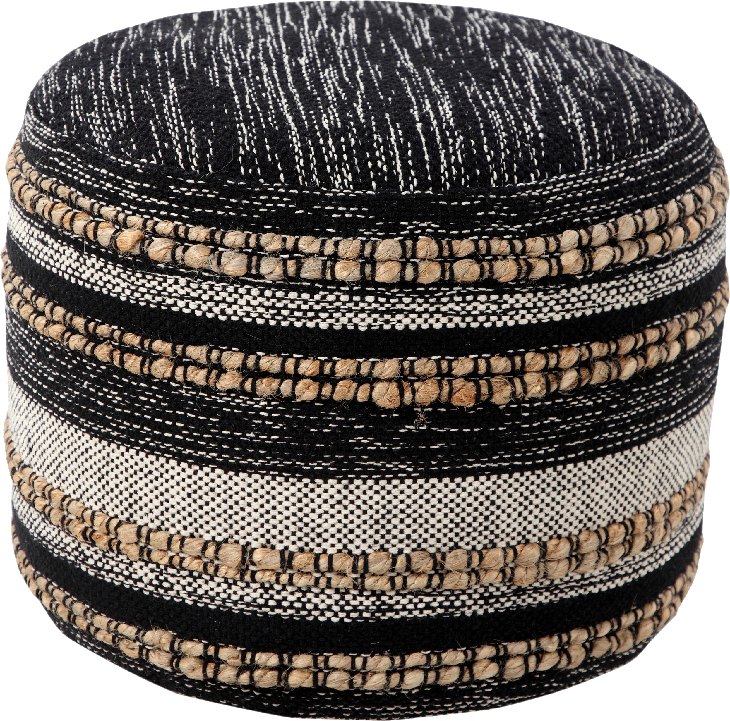 Naiyoni Black/Tan Pouf - Thumbnail - Image 1