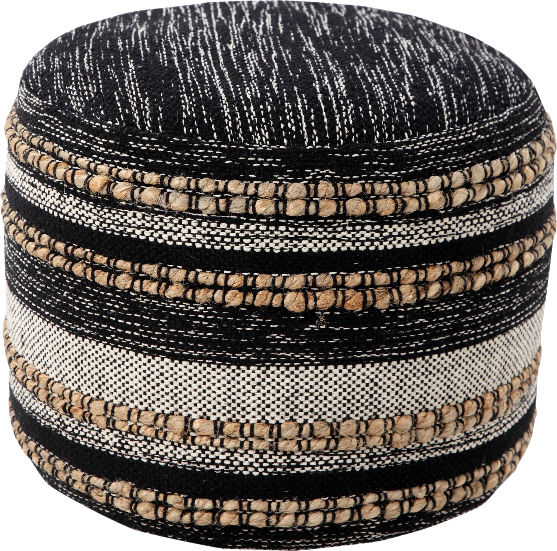 Naiyoni Black/Tan Pouf - Image 1