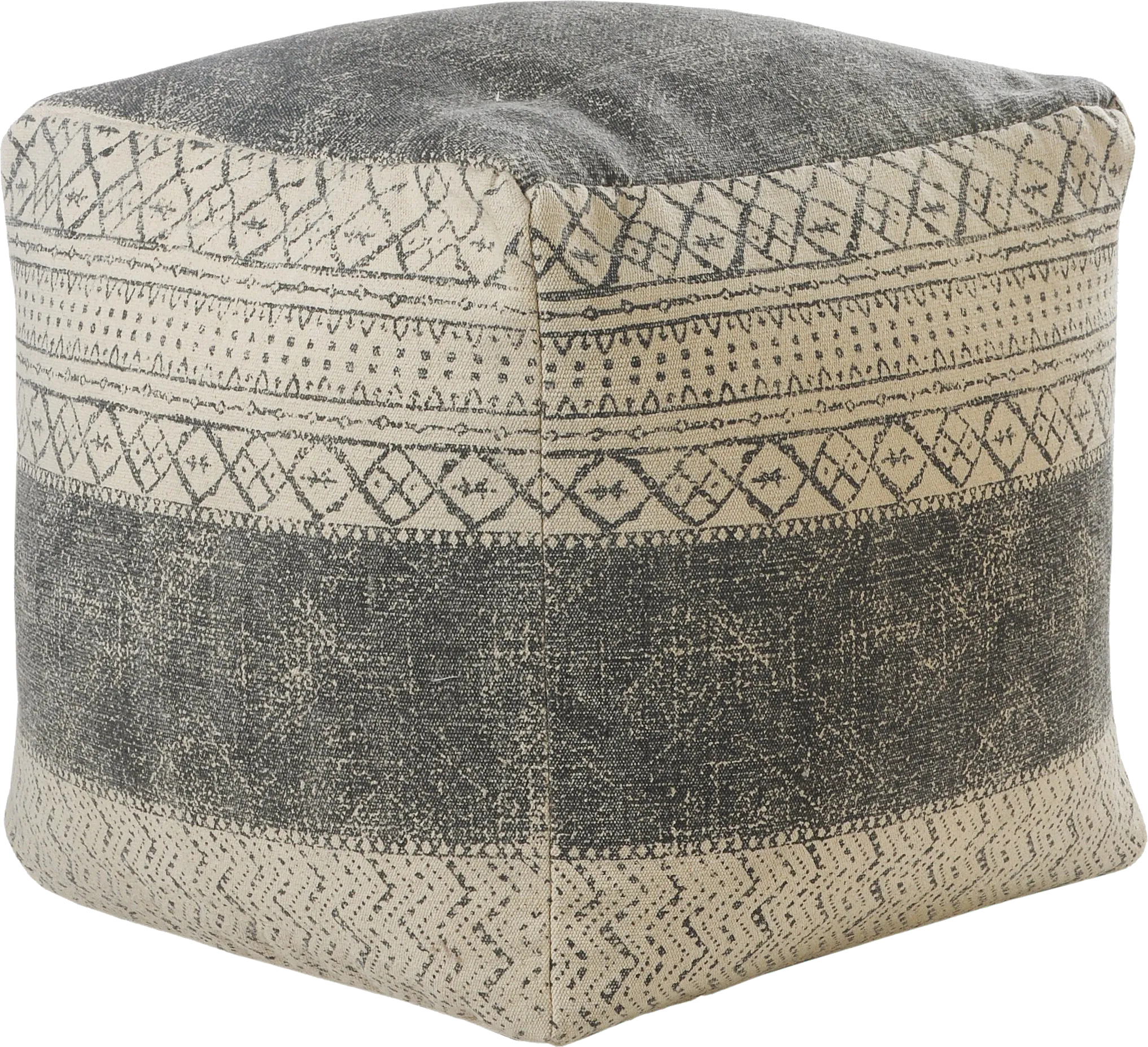 Moshor Taupe/Gray Pouf - Thumbnail - Image 1