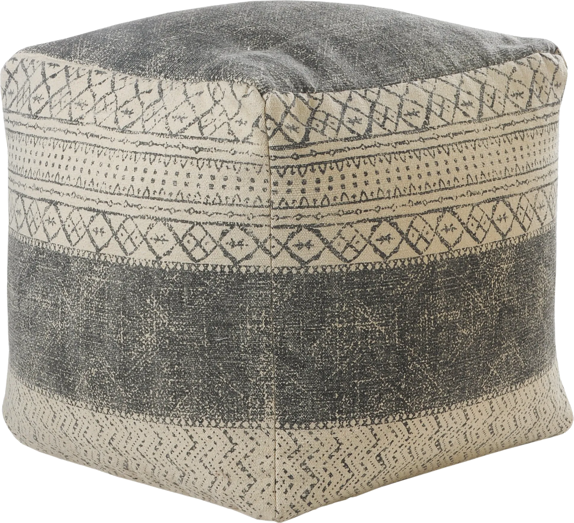 Moshor Taupe/Gray Pouf - Image 1