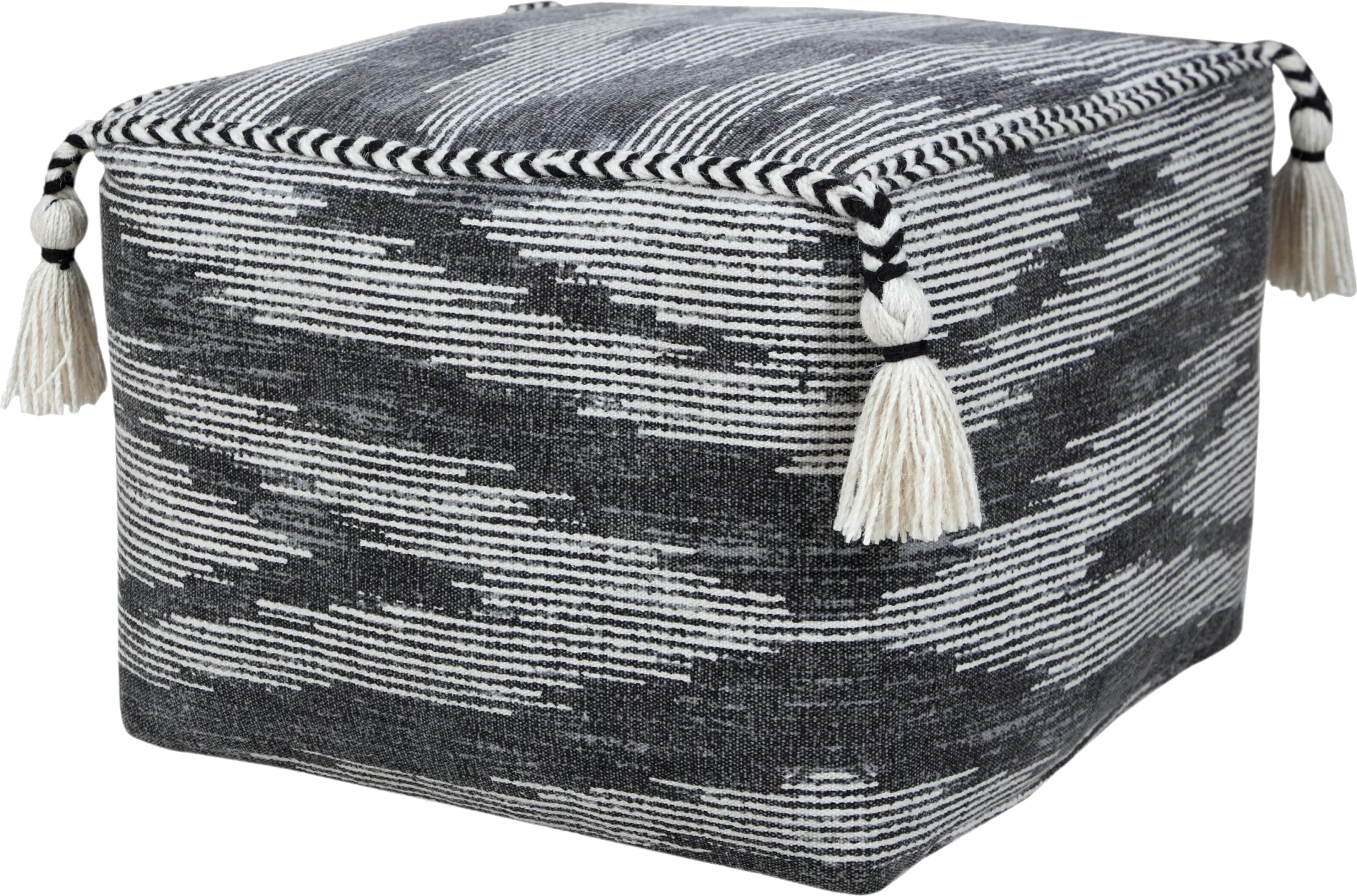 Pasemu Gray/Black Pouf - Image 1