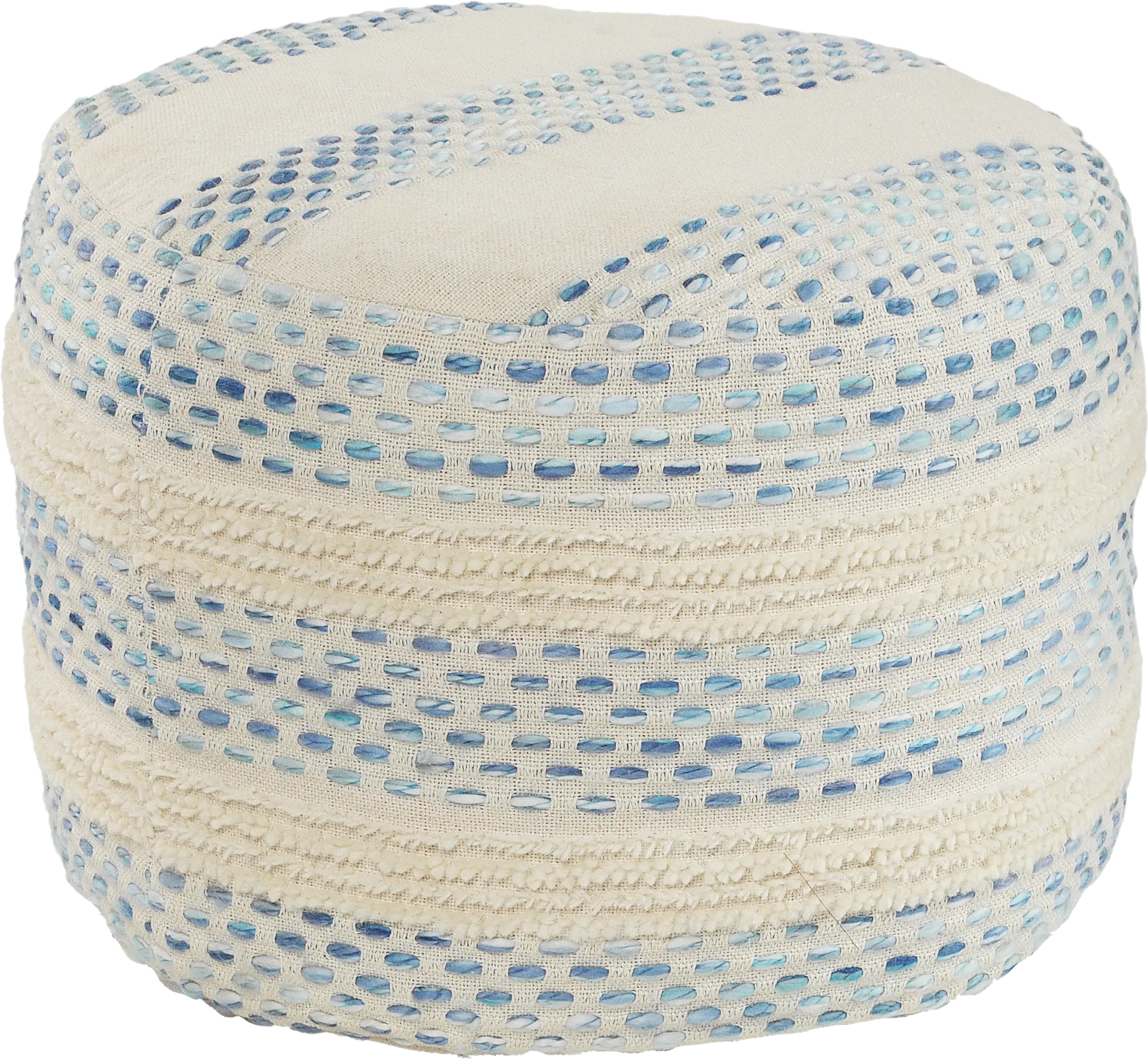 Tilana Blue/Cream Pouf - Image 1