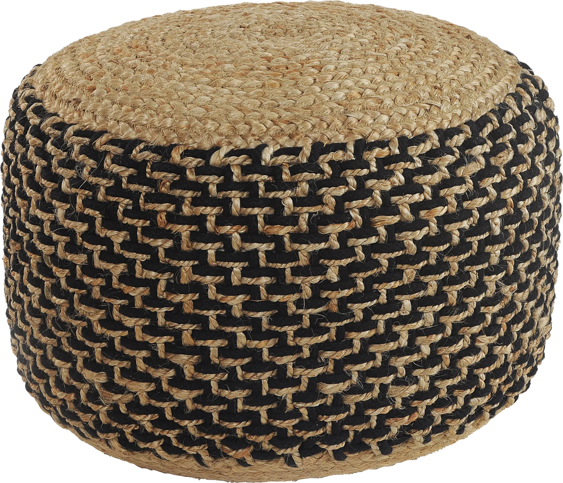 Nanika Natural/Black Pouf - Image 1
