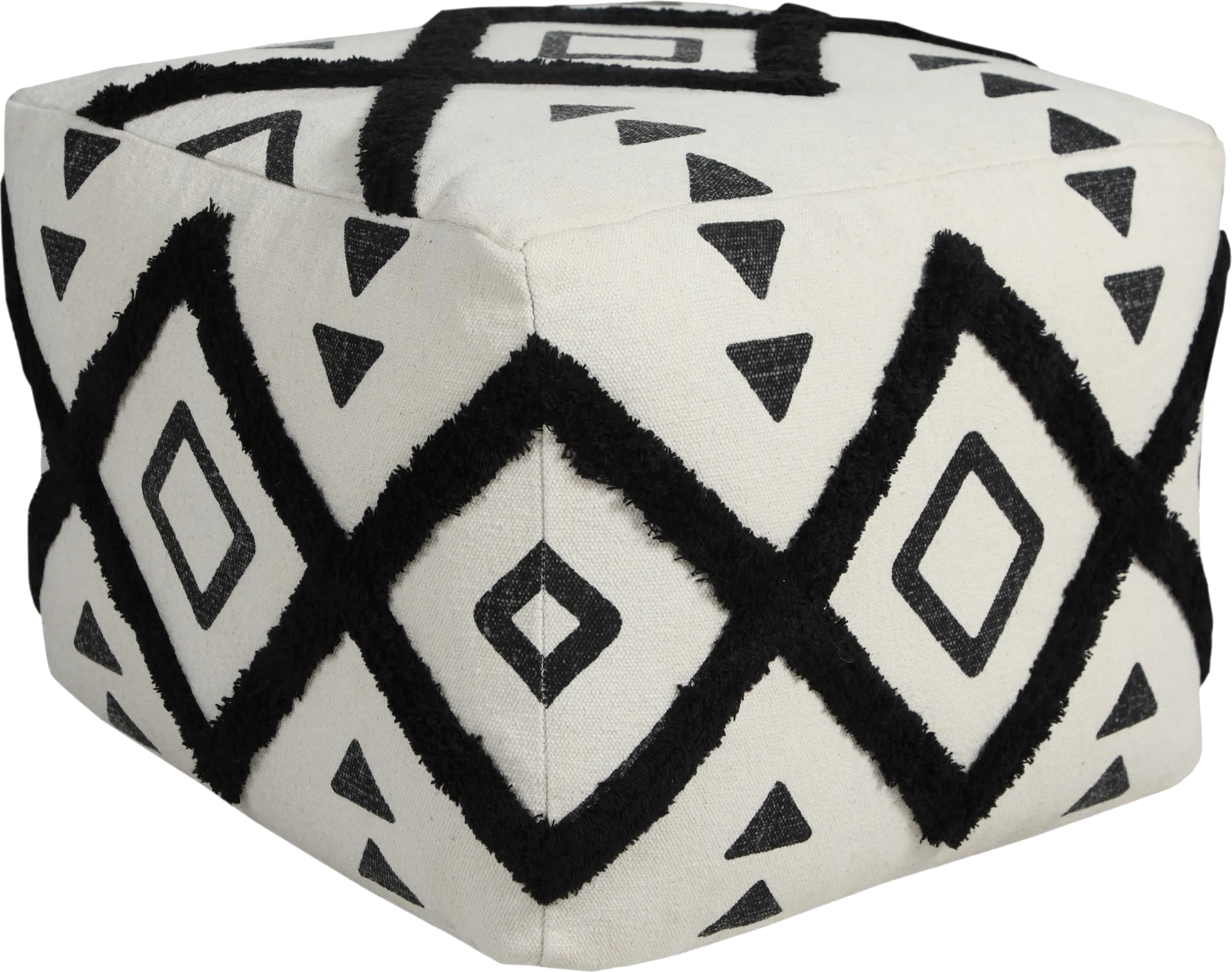 Conseld Black/White Pouf - Image 1