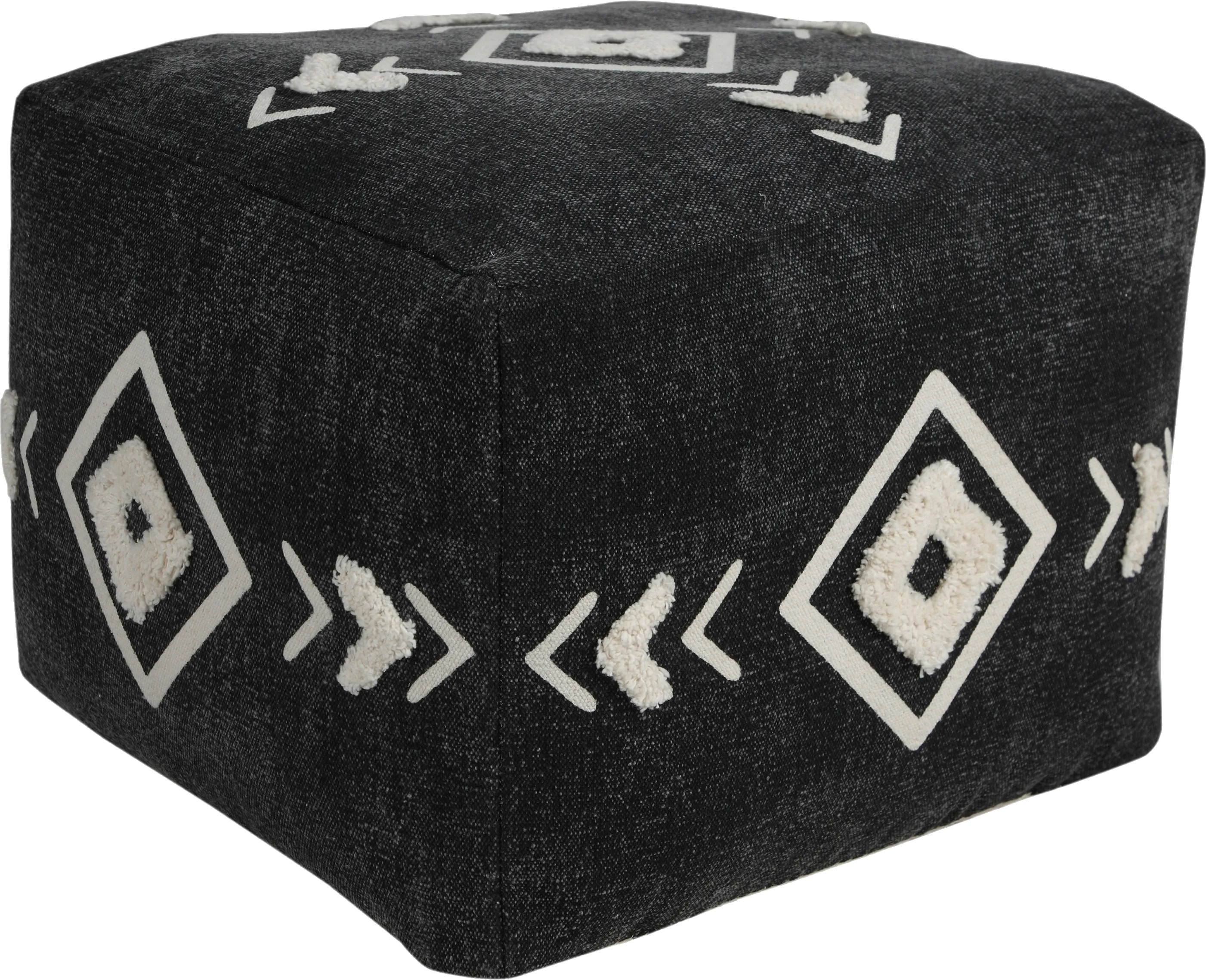 Fuana Black/White Pouf - Thumbnail - Image 1