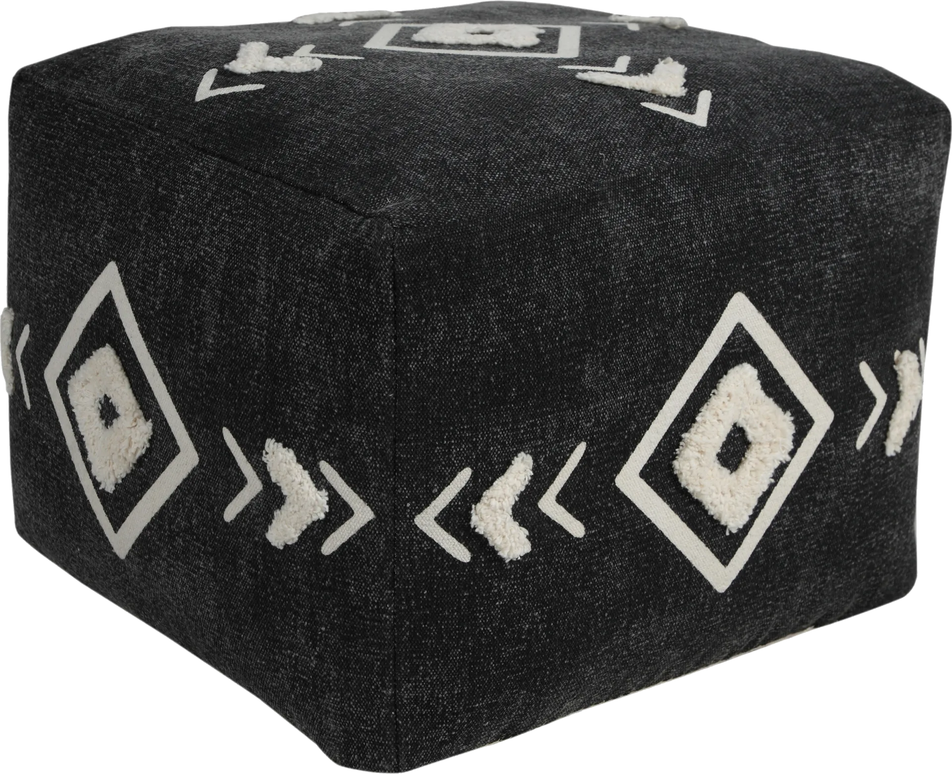 Fuana Black/White Pouf - Image 1