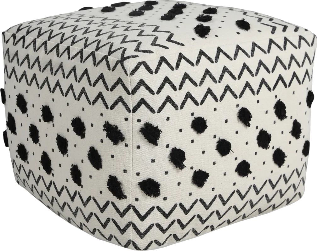 Ausian Black/White Pouf