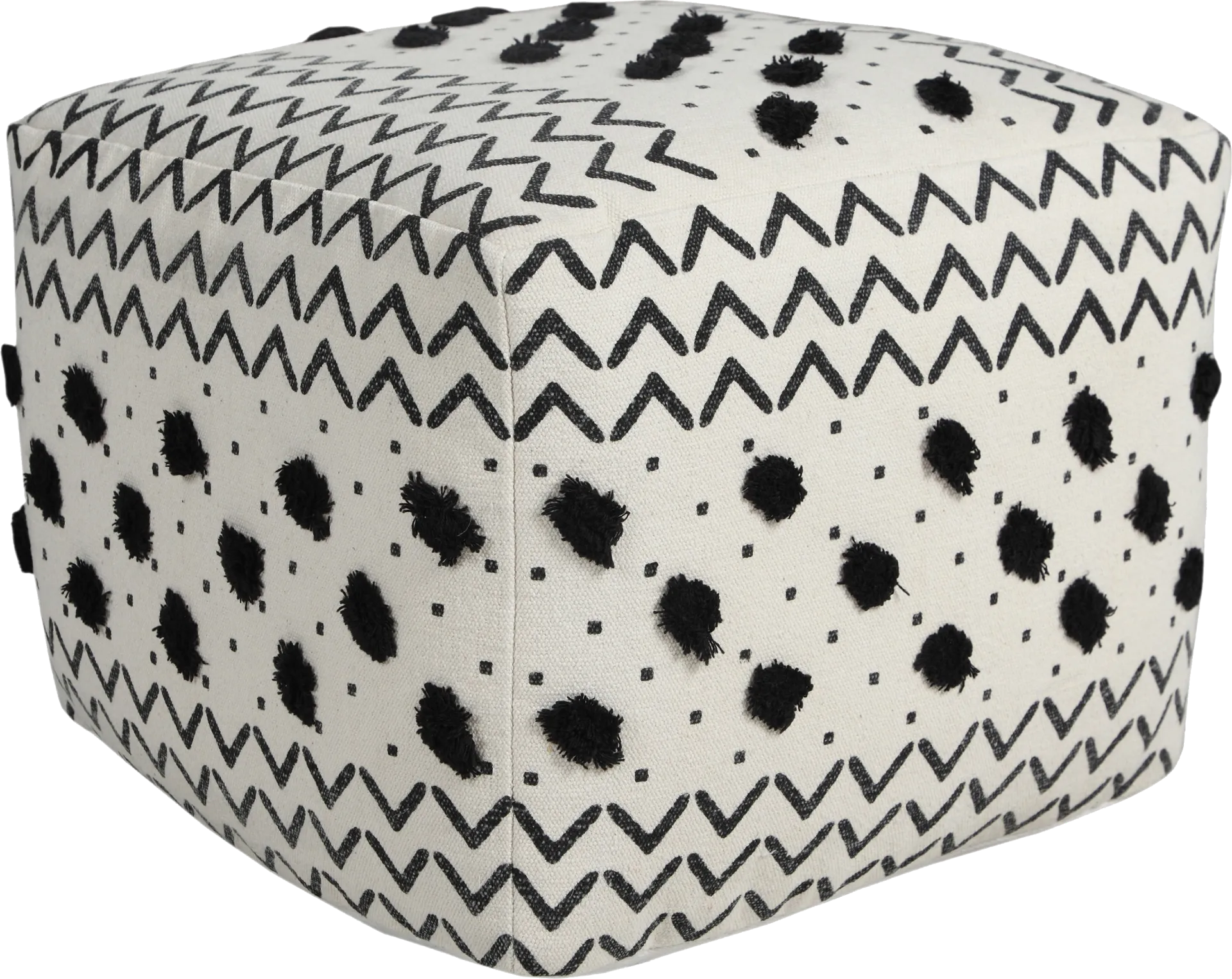 Ausian Black/White Pouf - Image 1