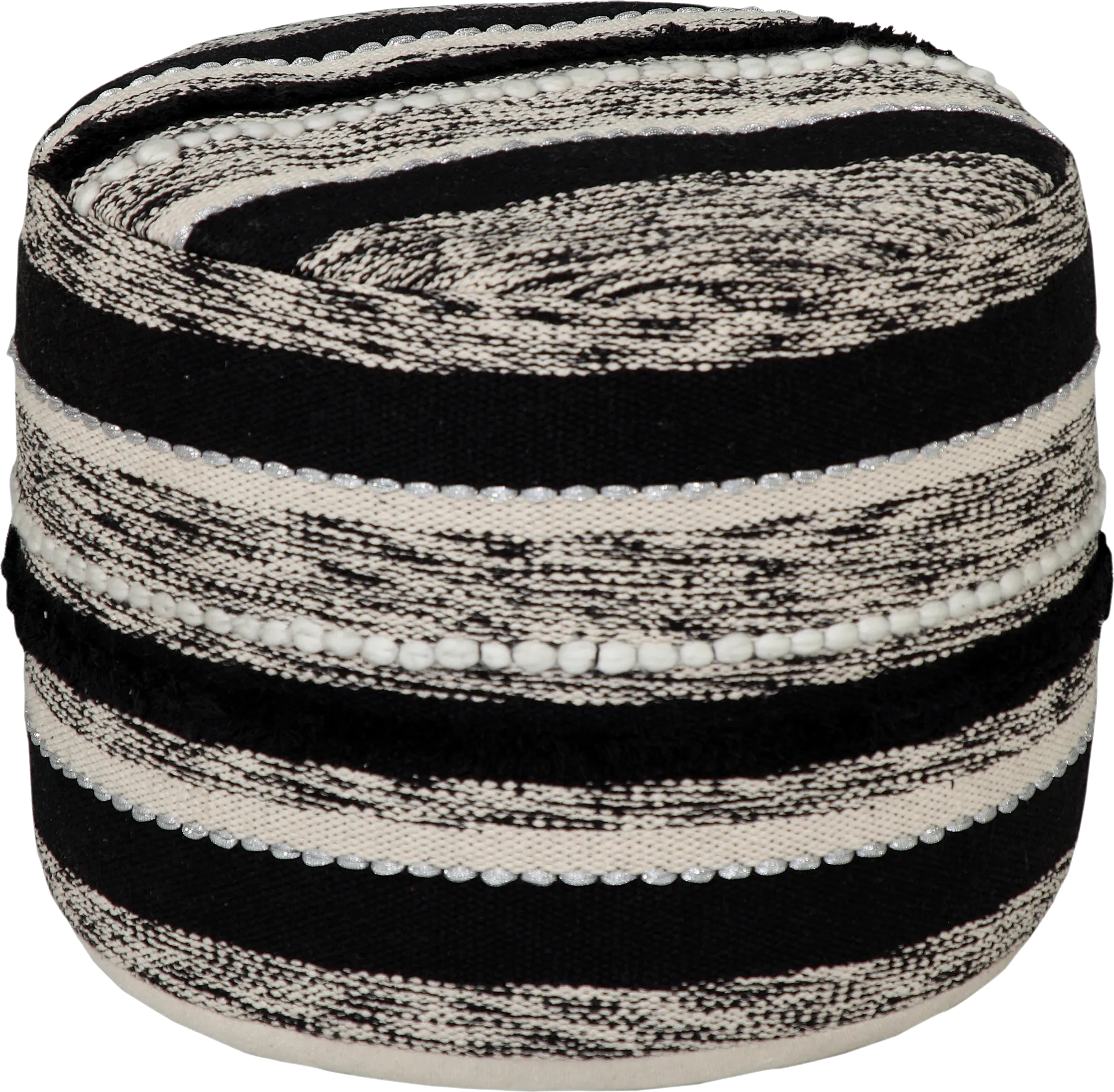 Damoe Black/Natural Pouf - Image 1