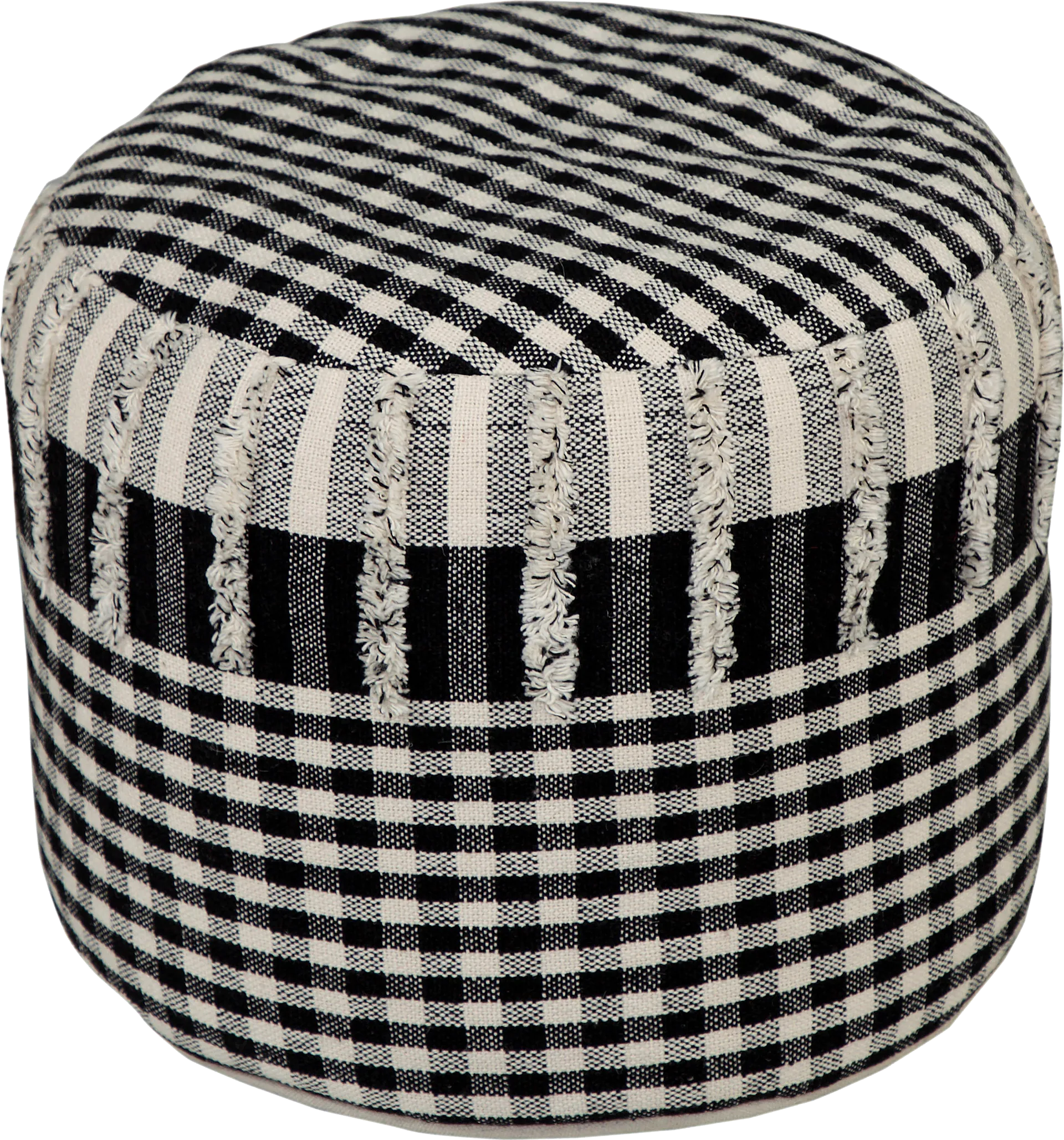Yecor Black/Natural Pouf - Image 1