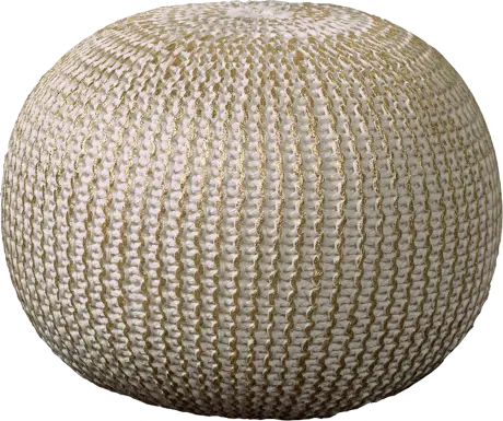 Elodret Ivory/Gold Pouf