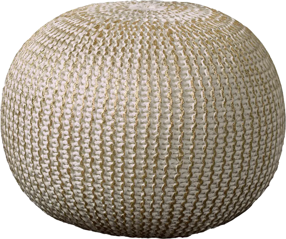 Elodret Ivory/Gold Pouf