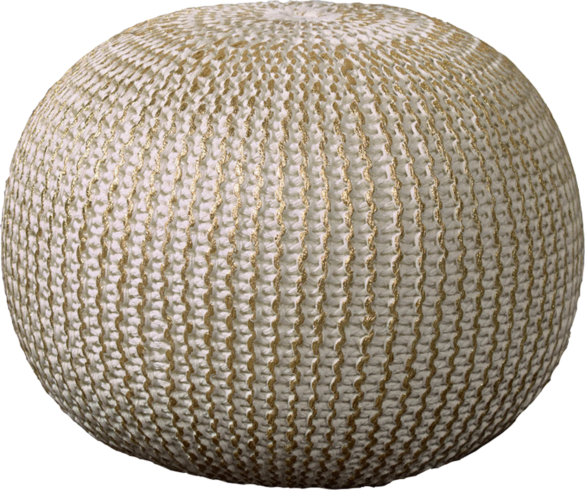 Elodret Ivory/Gold Pouf - Image 1