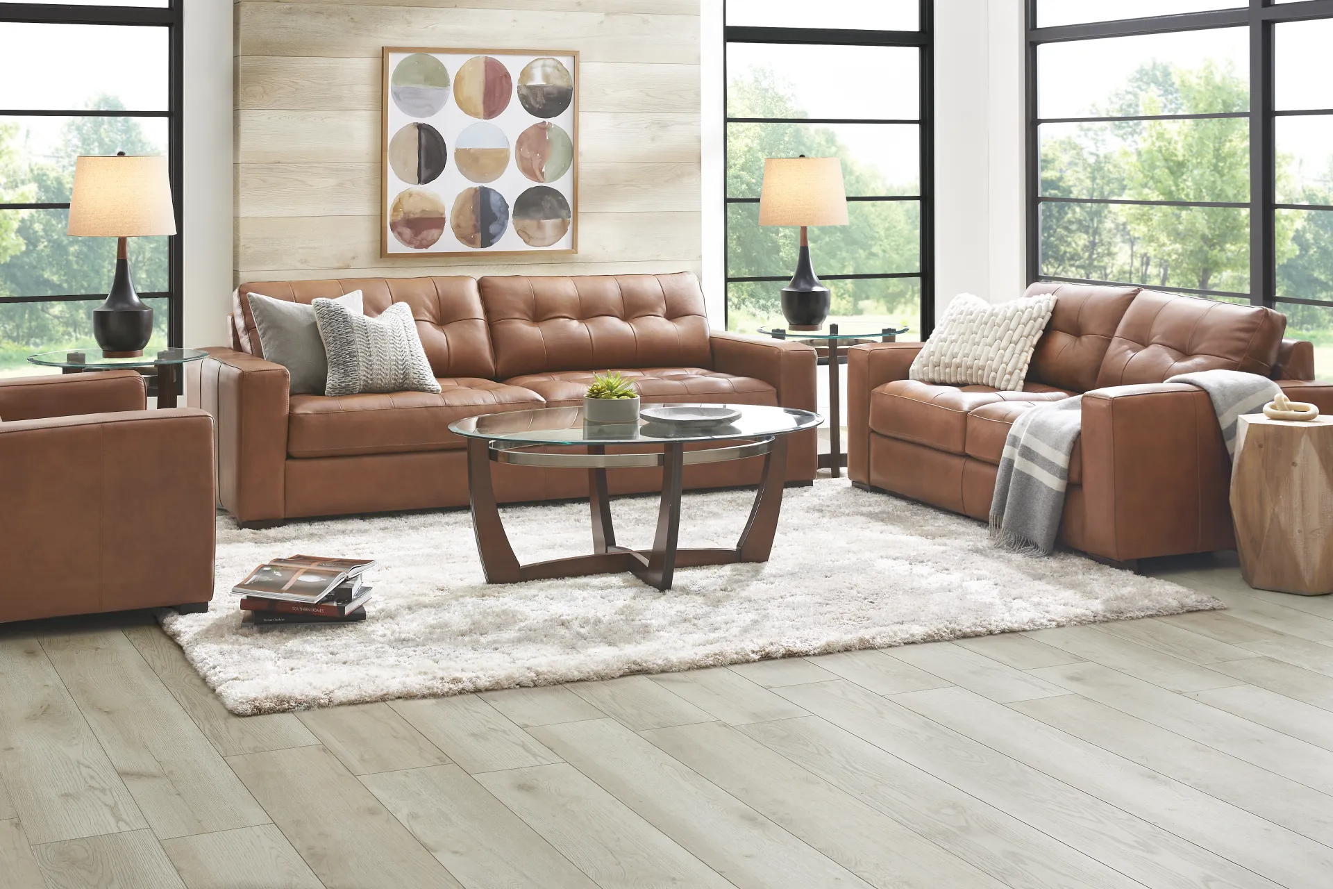 Messina Brown Leather Loveseat - Image 1