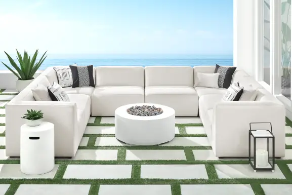 Calay 8 Pc Outdoor Sectional with Vapor Slipcovers
