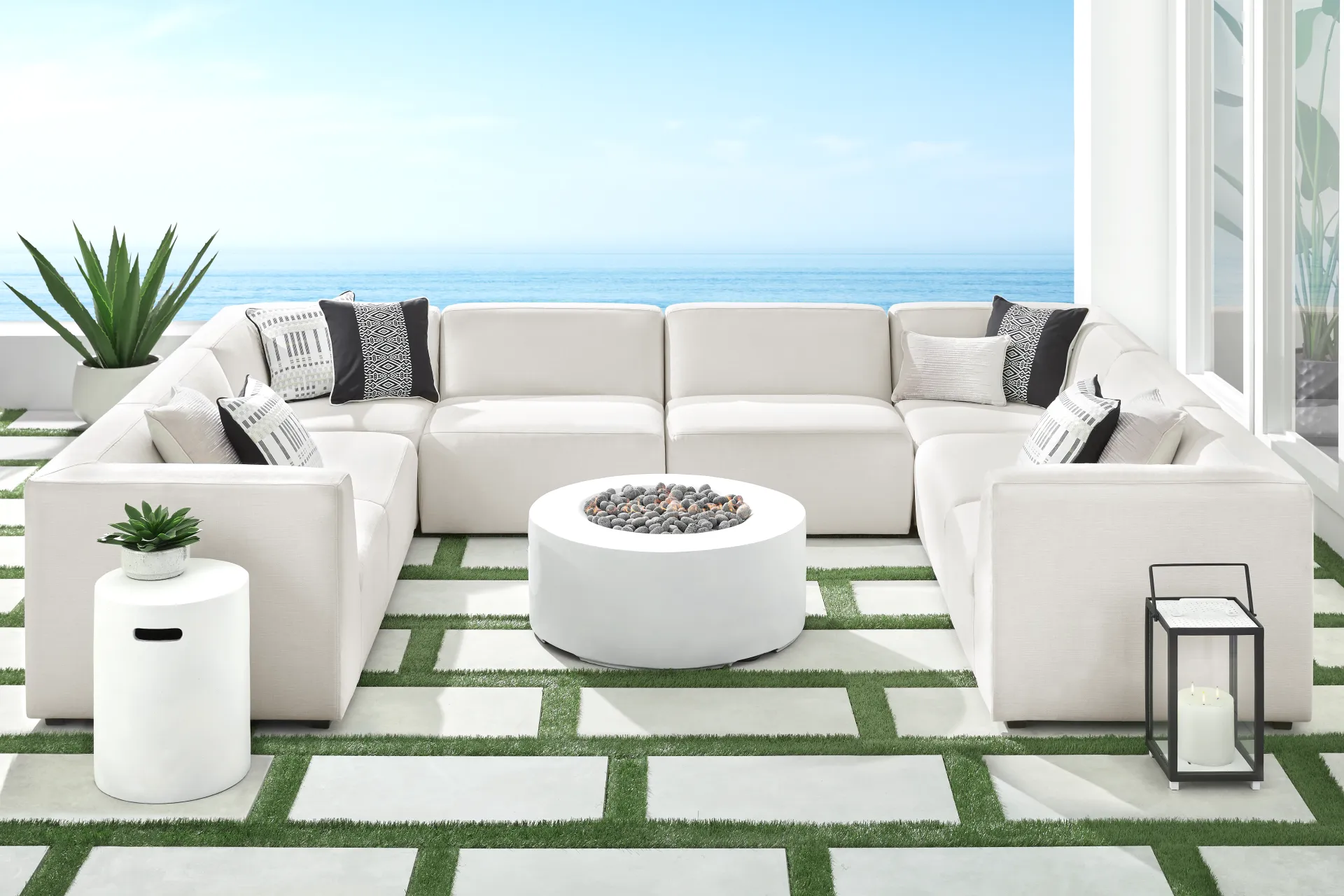 Calay 8 Pc Outdoor Sectional with Vapor Slipcovers - Image 1