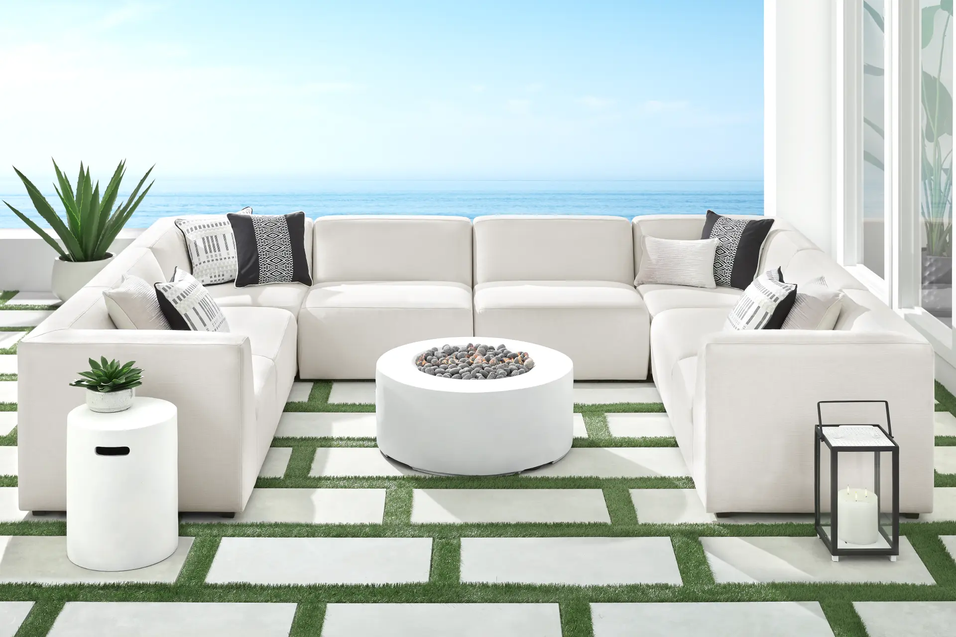 Calay 8 Pc Outdoor Sectional with Vapor Slipcovers