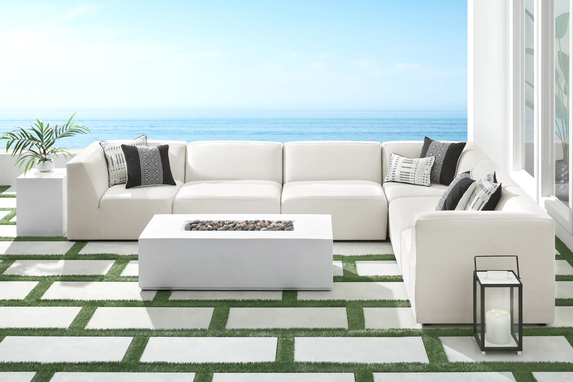 Calay 6 Pc Outdoor Sectional with Vapor Slipcovers - Image 1