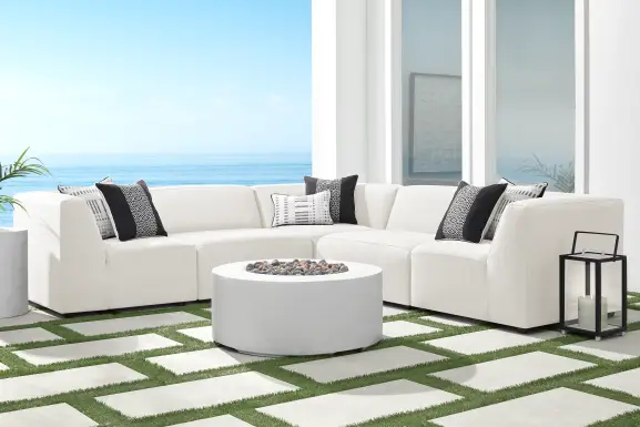 Calay 5 Pc Outdoor Sectional with Vapor Slipcovers