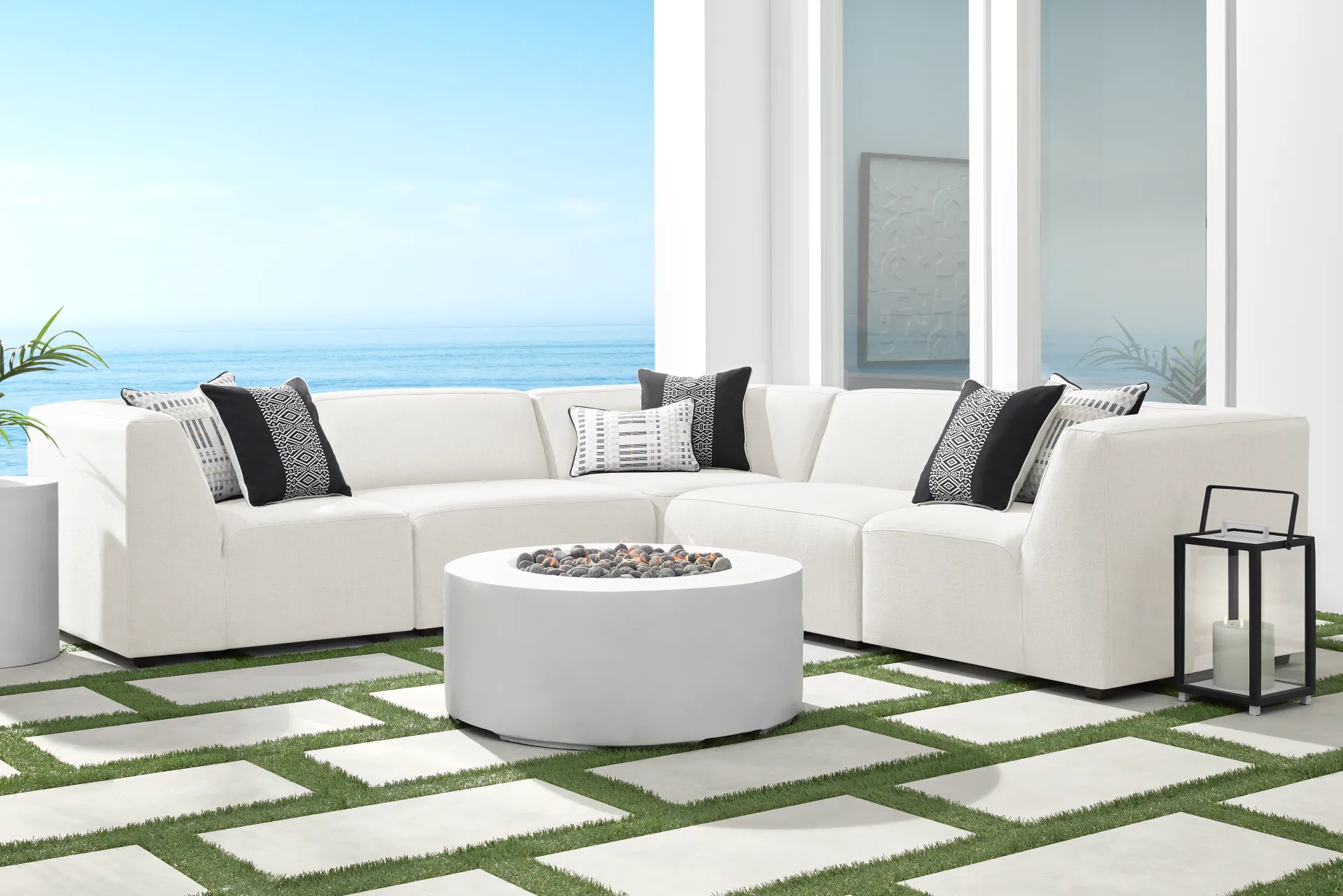 Calay 5 Pc Outdoor Sectional with Vapor Slipcovers - Image 1