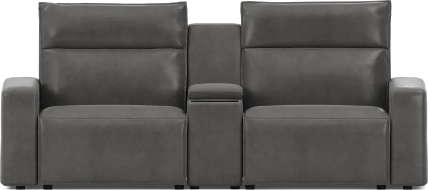 Charcoal 3 Pc Dual Power Reclining ModularTwo with Media Console