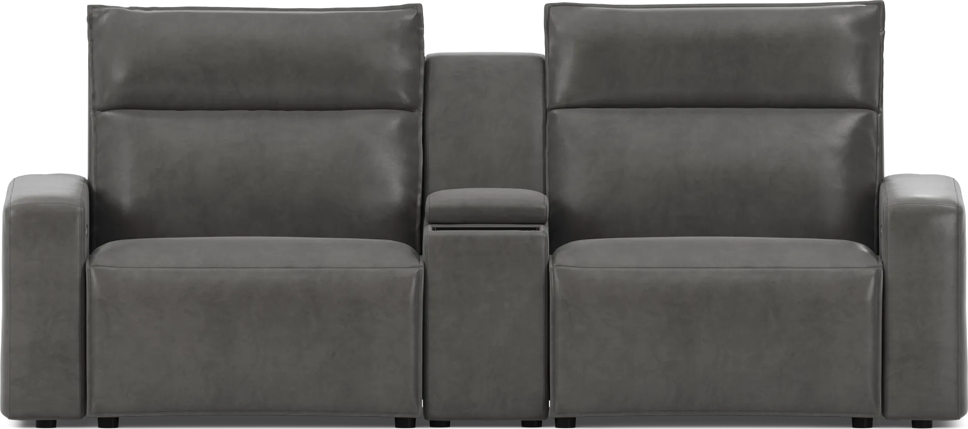 Charcoal 3 Pc Dual Power Reclining ModularTwo with Media Console - Image 2