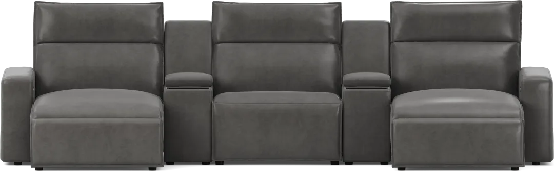 Charcoal 5 Pc Dual Power Reclining ModularTwo with Media Consoles
