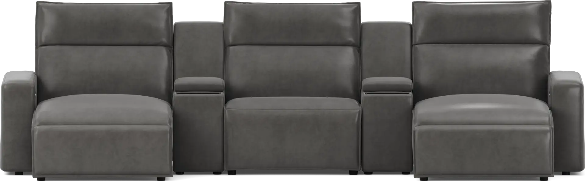 Charcoal 5 Pc Dual Power Reclining ModularTwo with Media Consoles