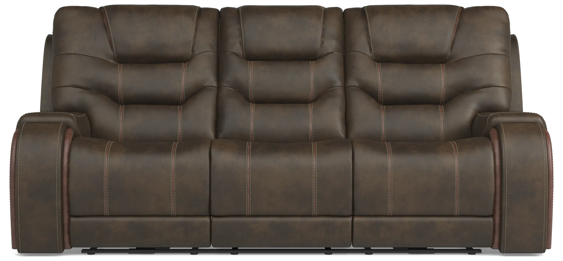 brown dual power reclining sofa