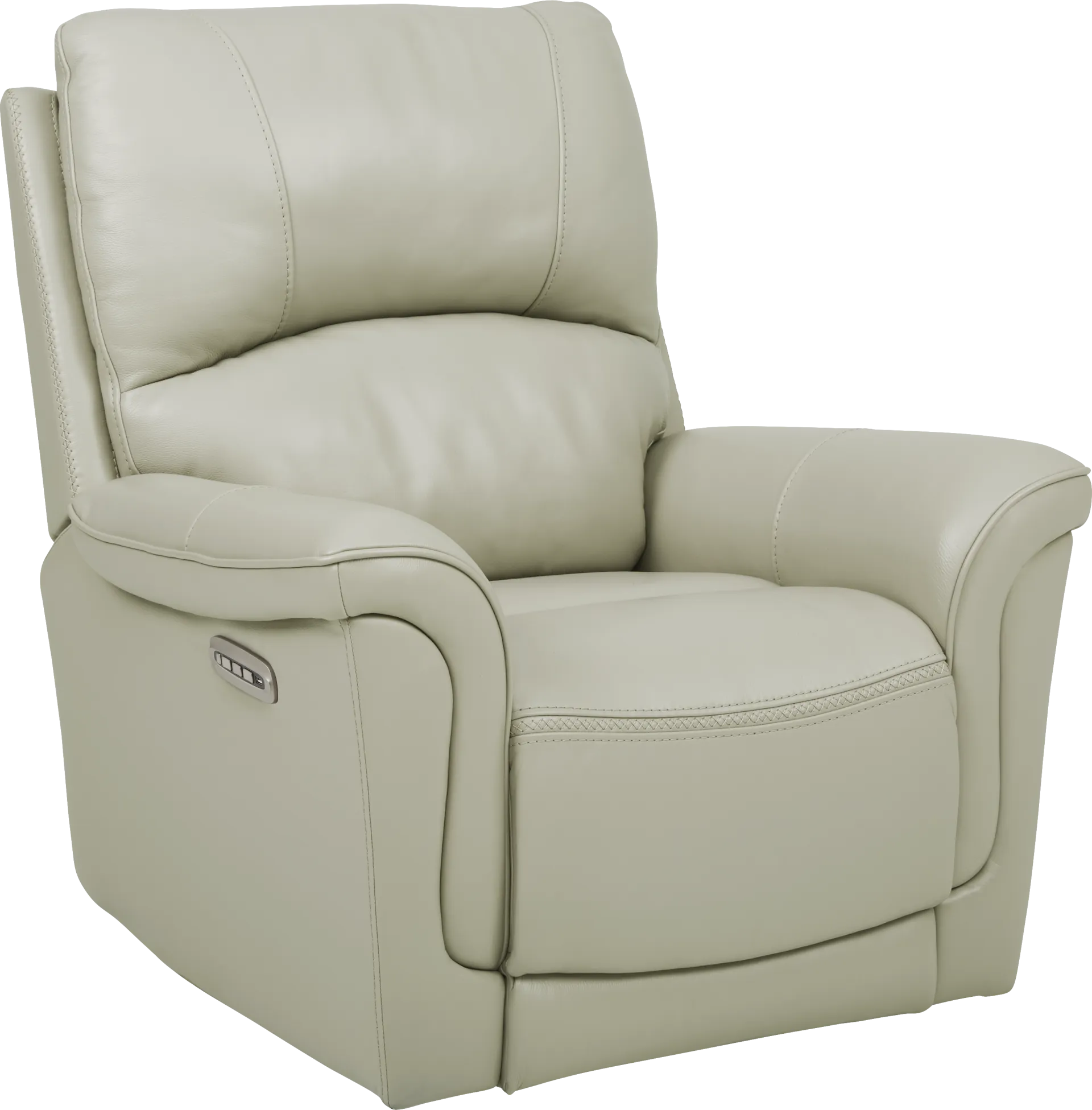 Castmore Stone Triple Power Leather Recliner - Image 1